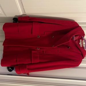 Wool coat with hood great condition barely worn.